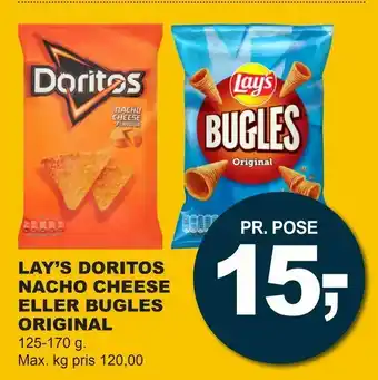 Let-Køb Lay's doritos nacho cheese eller bugles original tilbud