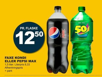Let-Køb Faxe kondi eller pepsi max tilbud