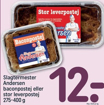 REMA 1000 Slagtermester andersen baconpostej eller stor leverpostej tilbud