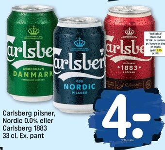 REMA 1000 Carlsberg pilsner, nordic 0,0% eller carlsberg 1883 tilbud