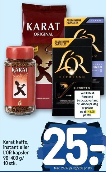 REMA 1000 Karat kaffe, instant eller l'or kapsler tilbud