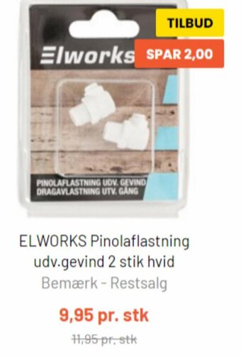 Silvan ELWORKS Pinolaflastning udv.gevind 2 stik hvid tilbud