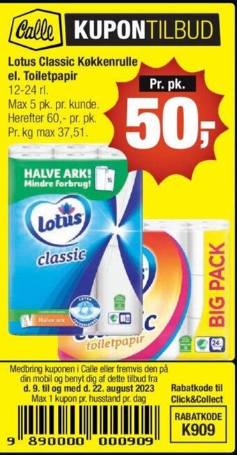 Calle Lotus Classic Køkkenrulle tilbud