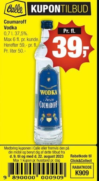 Calle Coumaroff Vodka tilbud