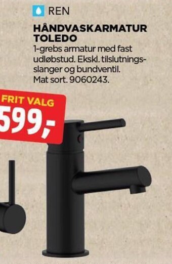 jem & fix HÅNDVASKARMATUR TOLEDO tilbud