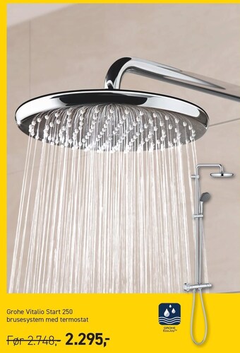Johannes Fog Grohe vitalio start 250 brusesystem med termostat tilbud