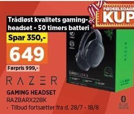 Power Razer gaming headset tilbud