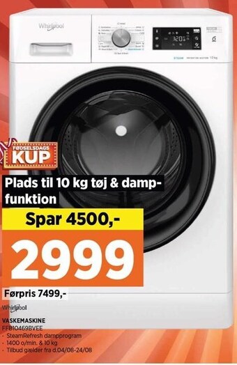 Power Whirlpool vaskemaskine tilbud