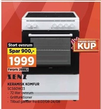 Power Senz keramisk komfur tilbud