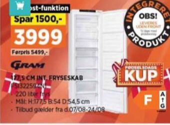 Power Gram køle/fryseskab tilbud