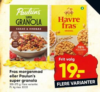 Bilka Pauluns granola tilbud