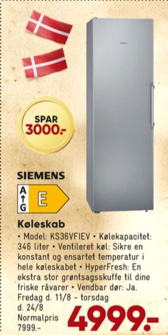 Bilka Siemens køleskab tilbud
