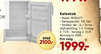Bilka Vestfrost køleskab tilbud
