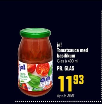 Poetzsch Padborg ja! Tomatsauce med basilikum Glas à 400 ml tilbud
