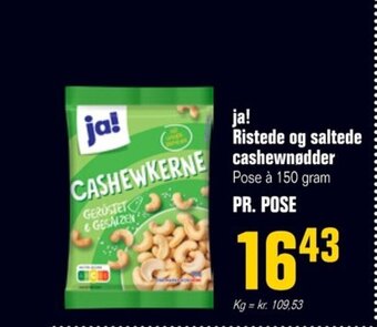 Poetzsch Padborg ja! Ristede og saltede cashewnødder Pose à 150 gram tilbud