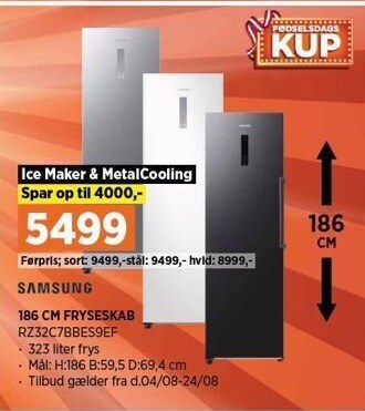 Power Samsung 186 cm fryseskab tilbud