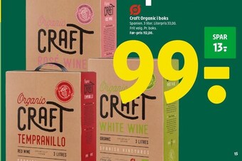 Coop 365 Craft organic i boks 3 liter tilbud