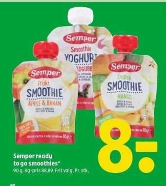 Coop 365 Semper ready to go smoothies 90 g tilbud