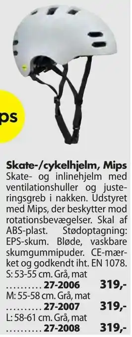 Biltema Skate-/cykelhjelm, Mips tilbud