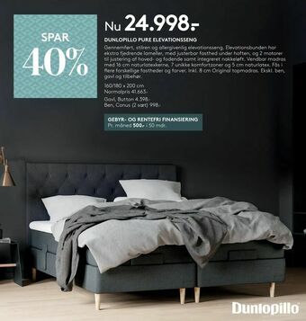 SengeSpecialisten Dunlopillo pure elevationsseng tilbud