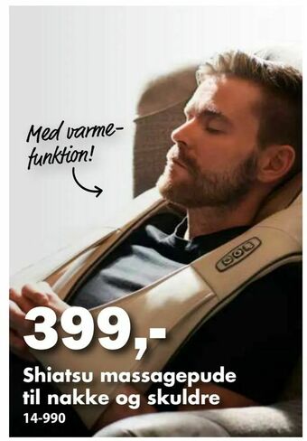 Biltema Shiatsu massagepude til nakke og skuldre tilbud