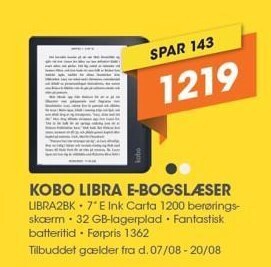 Expert Kobo libra e-bogslæser tilbud