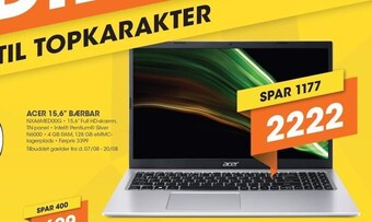 Expert Acer 15,6 bærbar tilbud