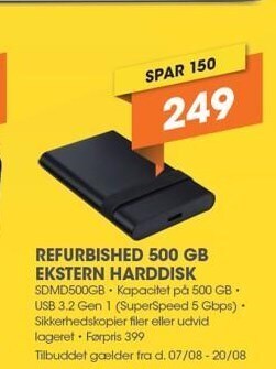 Refurbished 500 gb ekstern harddisk