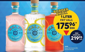 BorderShop Malfy rosa, con limone eller arancia gin tilbud