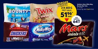BorderShop Snickers, mars, milky way, bounty eller twix tilbud