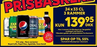 BorderShop Royal 5,8%, pepsi max, egekilde, faxe kondi tilbud
