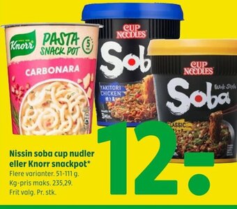 Coop 365 Nissin soba cup nudler eller Knorr snackpot* tilbud