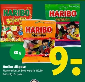 Coop 365 Haribo slikpose Flere varianter. 80 g tilbud