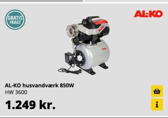 10-4 Byggecenter AL-KO husvandværk 850W HW 3600 tilbud