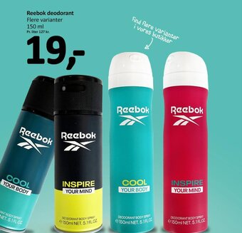 Reebok deodorant Flere varianter 150 ml