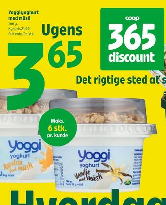 Coop 365 Yoggi yoghurt med müsli tilbud