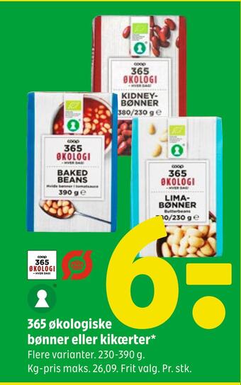 Coop 365 365 økologiske bønner eller kikærter tilbud