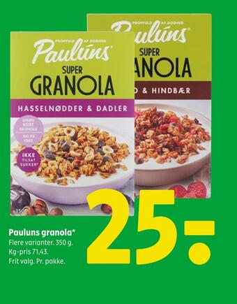 Coop 365 Pauluns granola tilbud