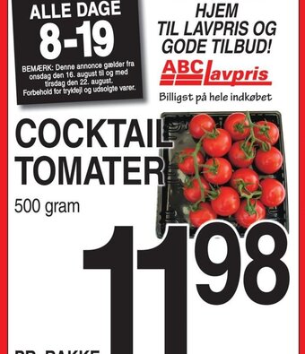 ABC Lavpris COCKTAIL TOMATER tilbud