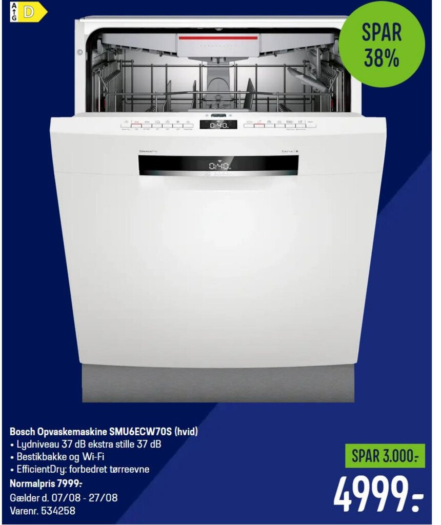 Bosch Opvaskemaskine SMU6ECW70S (hvid) tilbud hos Elgiganten