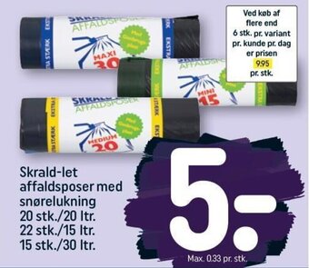 REMA 1000 Skrald-let affaldsposer med snørelukning tilbud