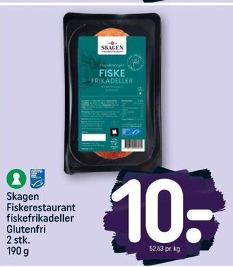 REMA 1000 Skagen Fiskerestaurant fiskefrikadeller Glutenfri 2 stk. 190 g tilbud