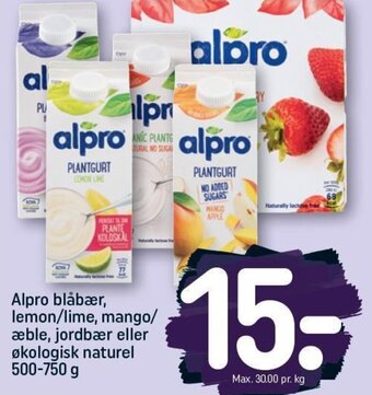 REMA 1000 Alpro blåbær, lemon/lime, mango/ æble, jordbær eller økologisk naturel 500-750 g tilbud