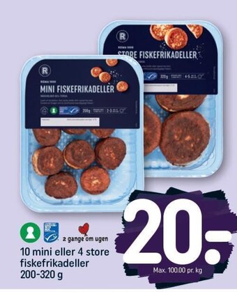REMA 1000 10 mini eller 4 store fiskefrikadeller 200-320 g tilbud