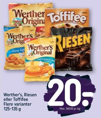 REMA 1000 Werther's, Riesen eller Toffifee Flere varianter 125-135 g tilbud