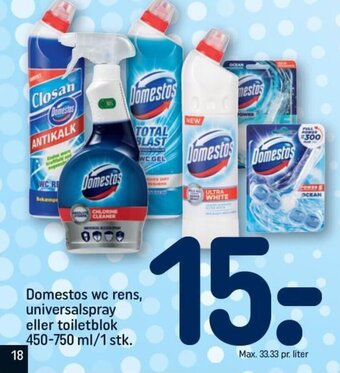 REMA 1000 Domestos wc rens, universalspray eller toiletblok tilbud