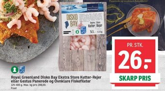 SPAR Royal Greenland Disko Bay Ekstra Store Kutter-Rejer eller Gestus Panerede og Övnklare Fiskefileter tilbud