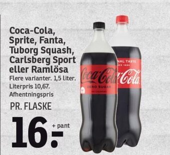 SPAR Coca-Cola, Sprite, Fanta, Tuborg Squash, Carlsberg Sport eller Ramlösa tilbud