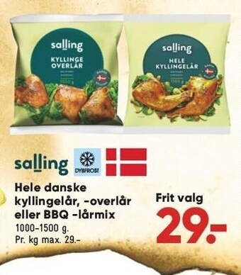 Bilka Hele danske kyllingelår, -overlår eller bbq -lårmix tilbud