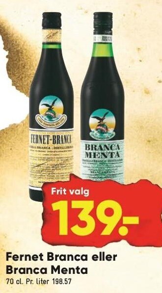 Bilka Fernet branca eller branca menta tilbud